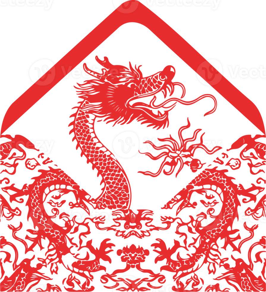 AI generated Red Envelope with Dragon Design for Lunar New Year png