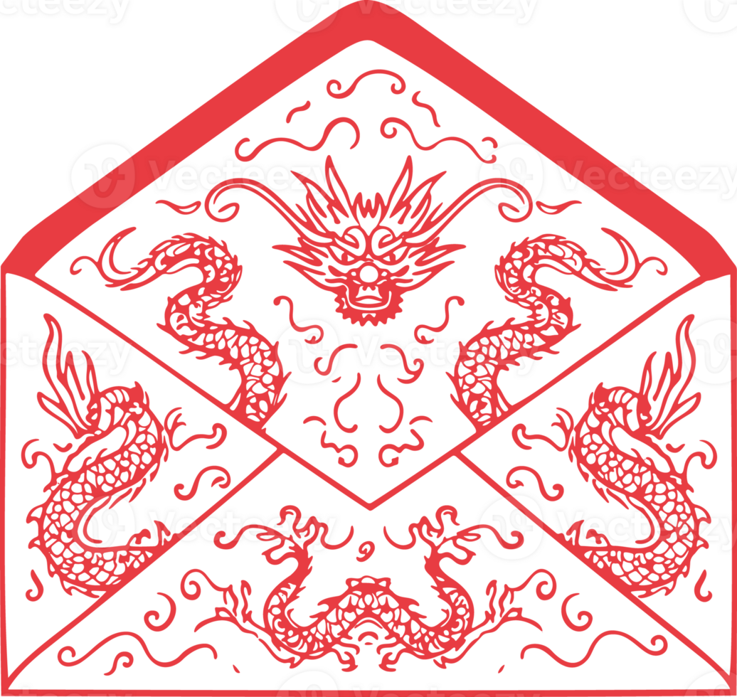 AI generated Red Envelope with Dragon Design for Lunar New Year png