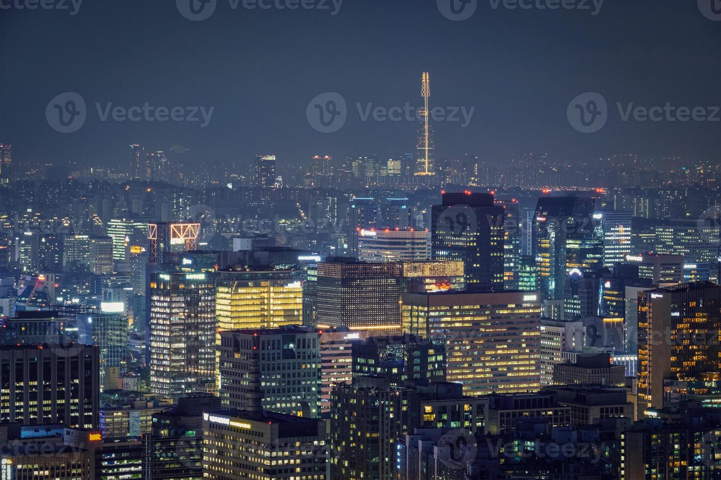 Seoul skyline in the night, South Korea. photo
