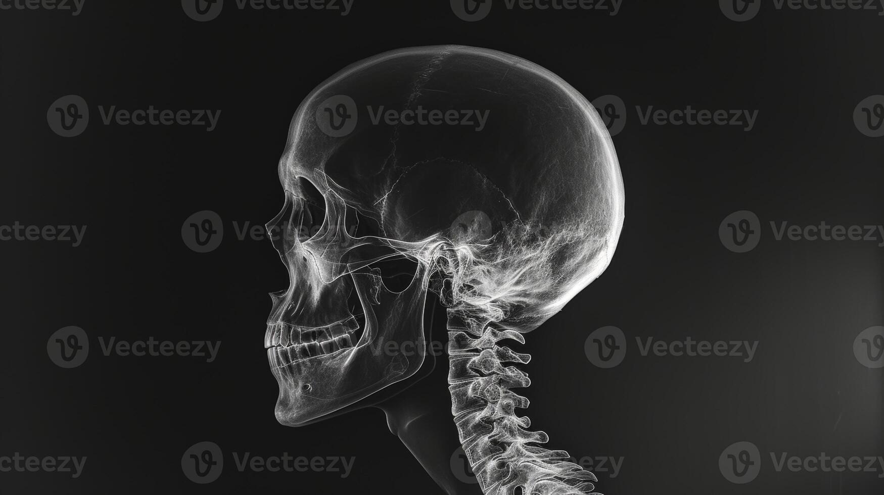 AI generated a skull X-ray the symmetry and structure of the cranium skeletal anatomy photo