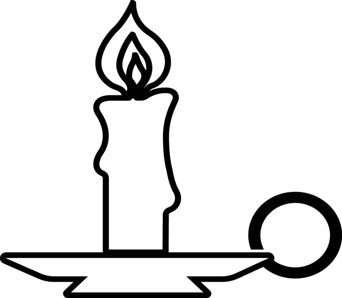 Candle in holder icon in line style. isolated on represent the traditions and symbol of the Easter season Candles in candlesticks burning Candlelight flame vector for apps, web