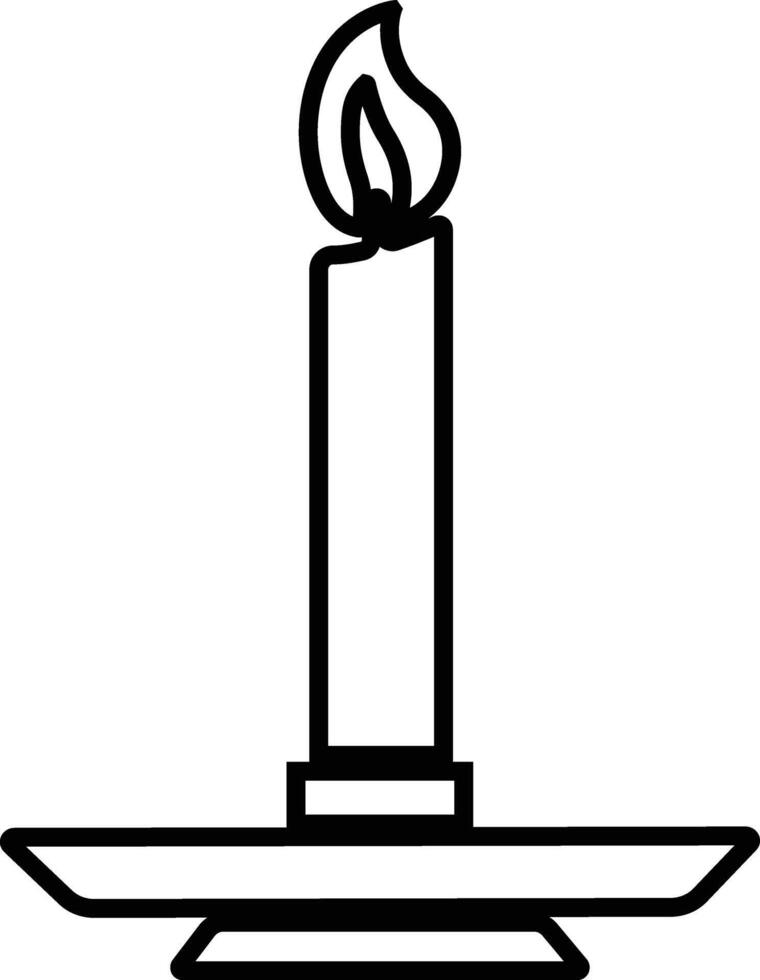 Candle in holder icon in line style. isolated on represent the traditions and symbol of the Easter season Candles in candlesticks burning Candlelight flame vector for apps, web