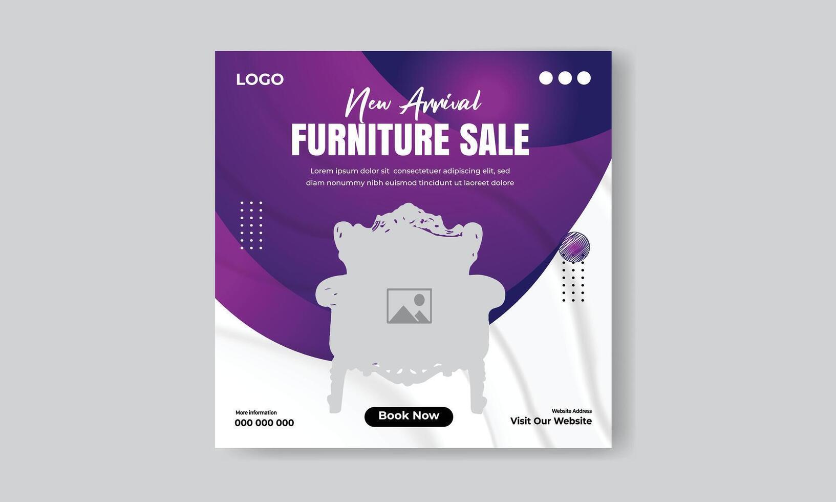 Furniture sale social media feed or post cover design vector