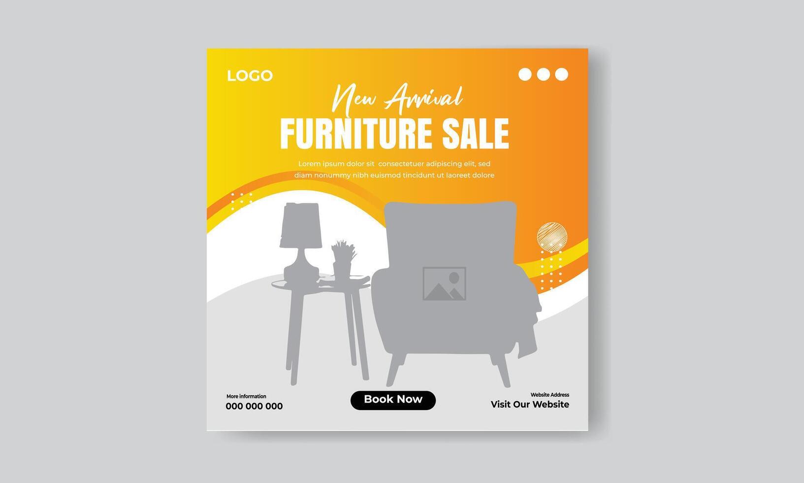 Furniture sale social media feed or post cover design vector