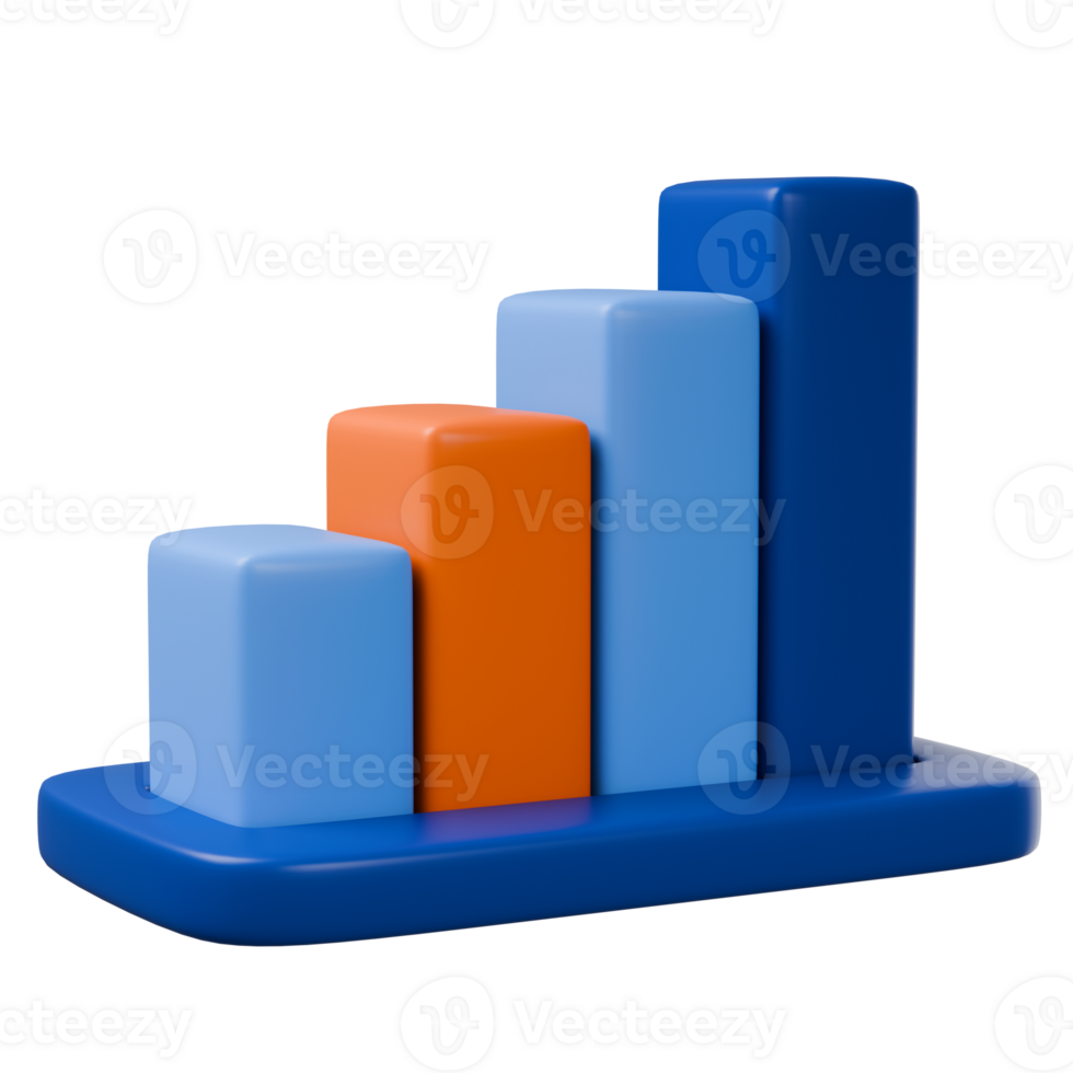 Bar graph isolated on transparent. 3d render png