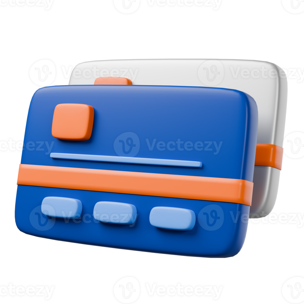 Credit card isolated on transparent. 3d render png