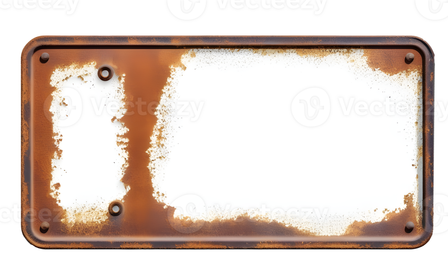 AI generated Old blank rusty metal sign isolated png