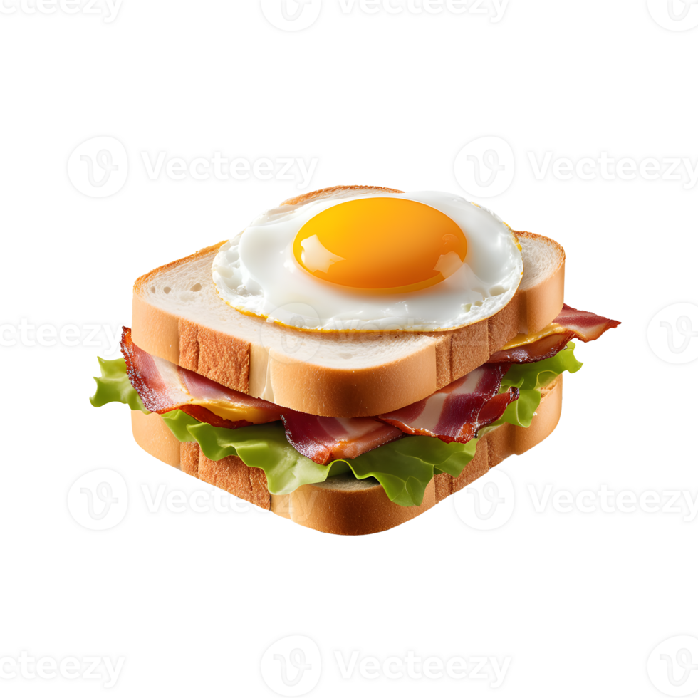 AI generated Single Sandwich with bacon, cheese and egg isolated png