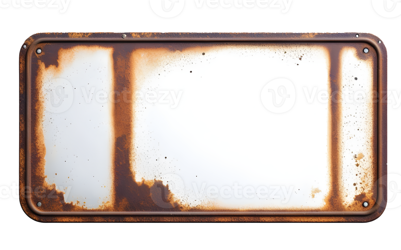 AI generated Old blank rusty metal sign isolated png