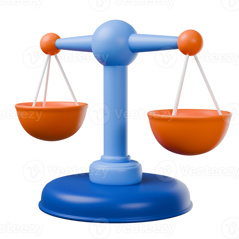 Scale law isolated on transparent. 3d render png