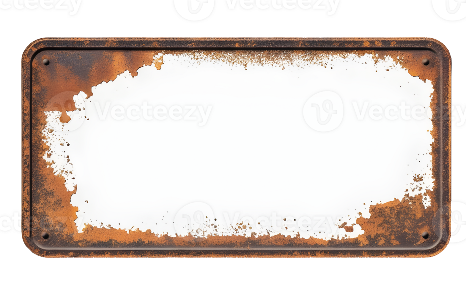 AI generated Old blank rusty metal sign isolated png