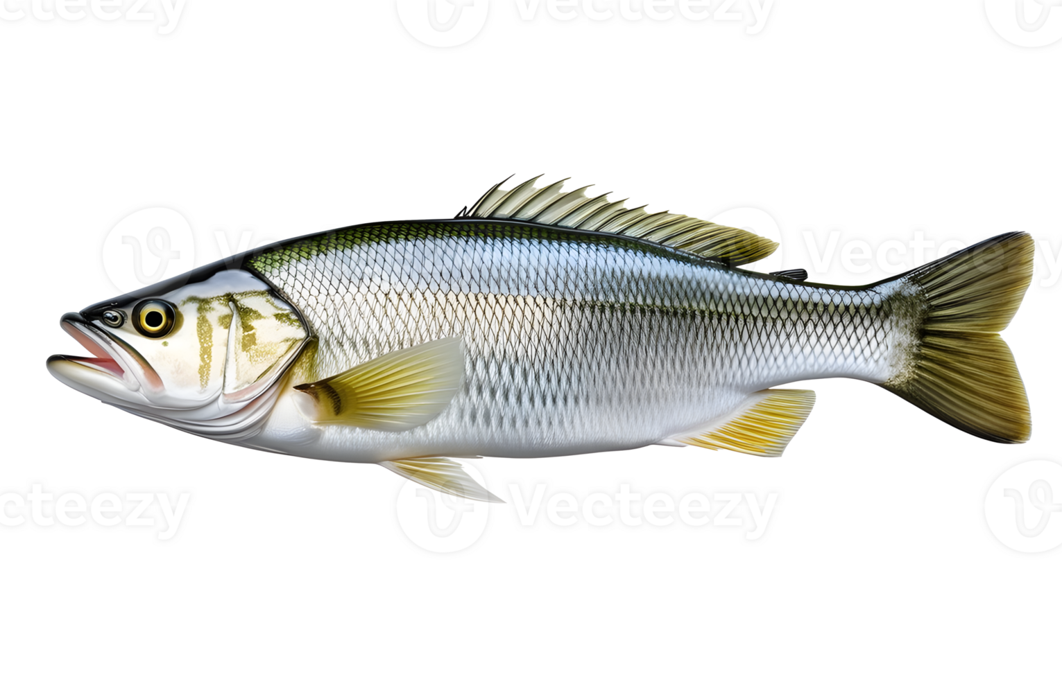 AI generated Fresh sea bass fish isolated png