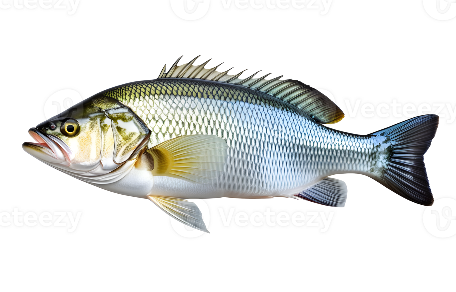 AI generated Fresh sea bass fish isolated png