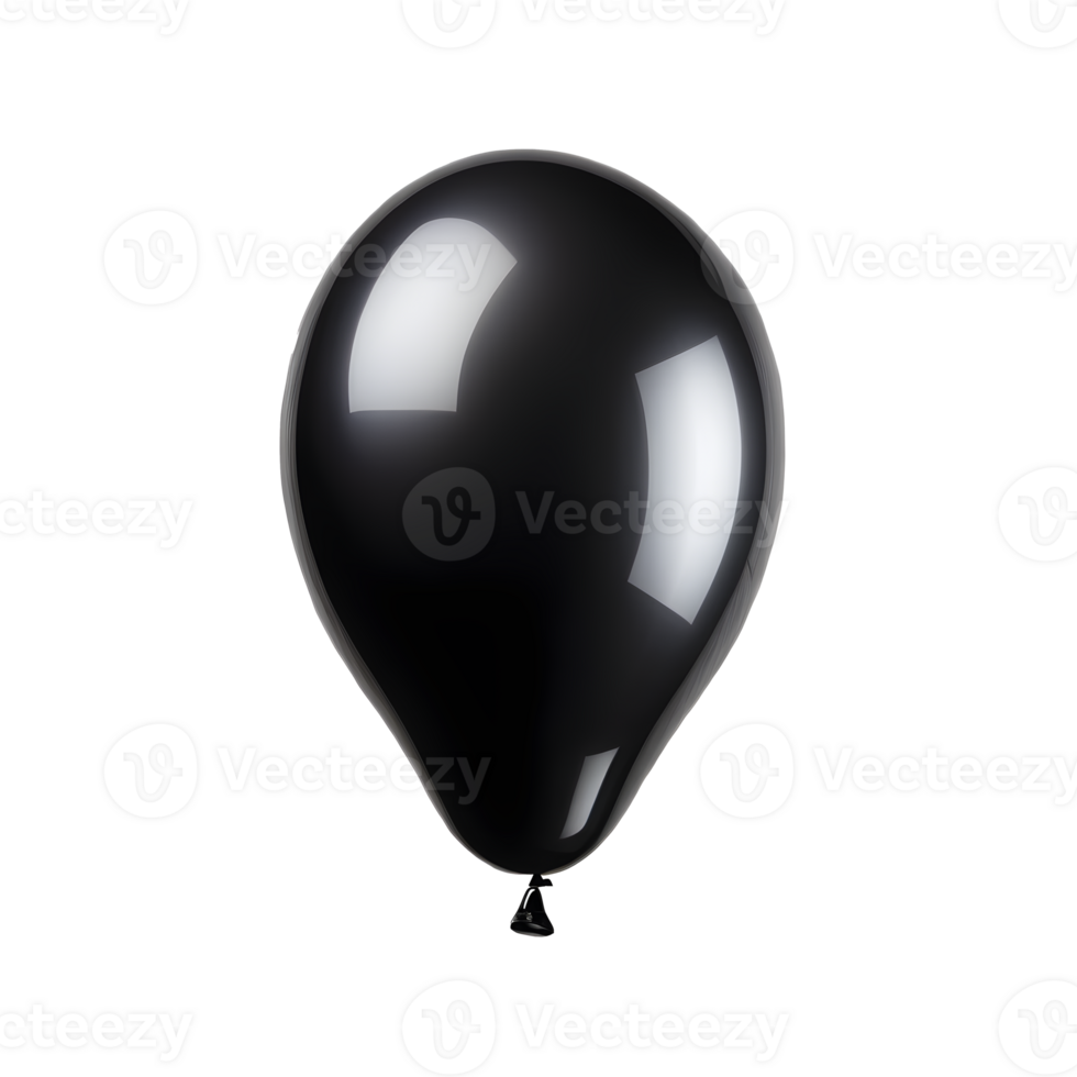 AI generated single black balloon isolated png