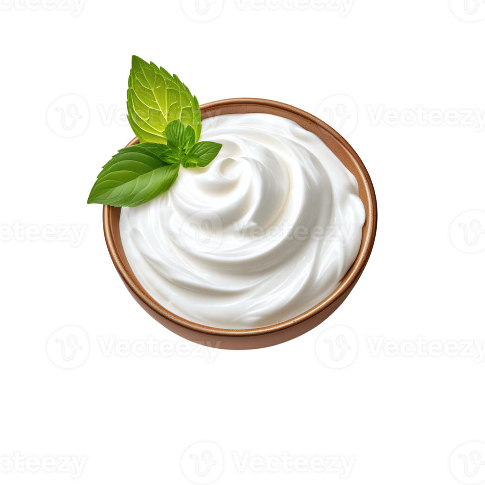 AI generated bowls of sour cream isolated png