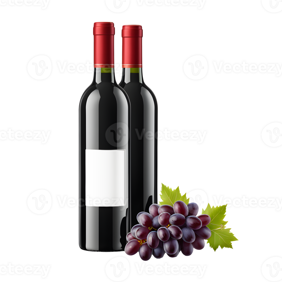 ai generato rosso vino bottiglia con vino uva isolato png