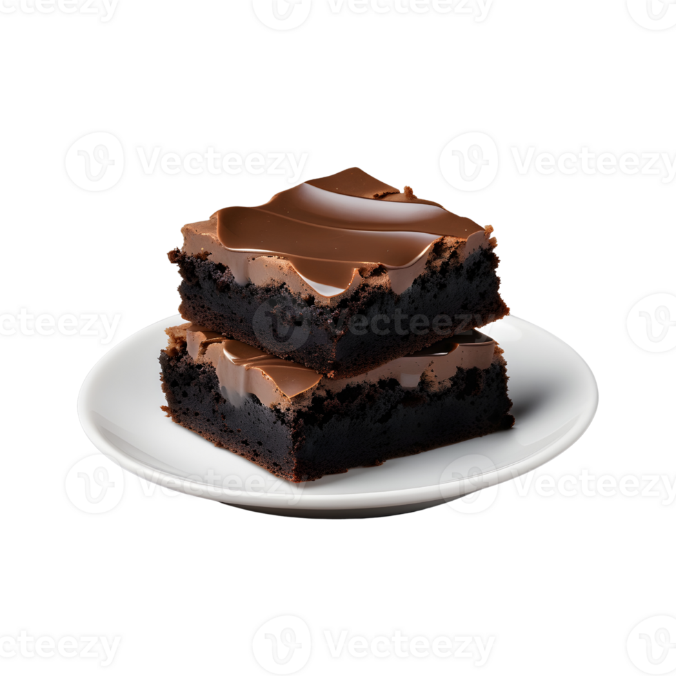 AI generated Brownie on plate isolated png
