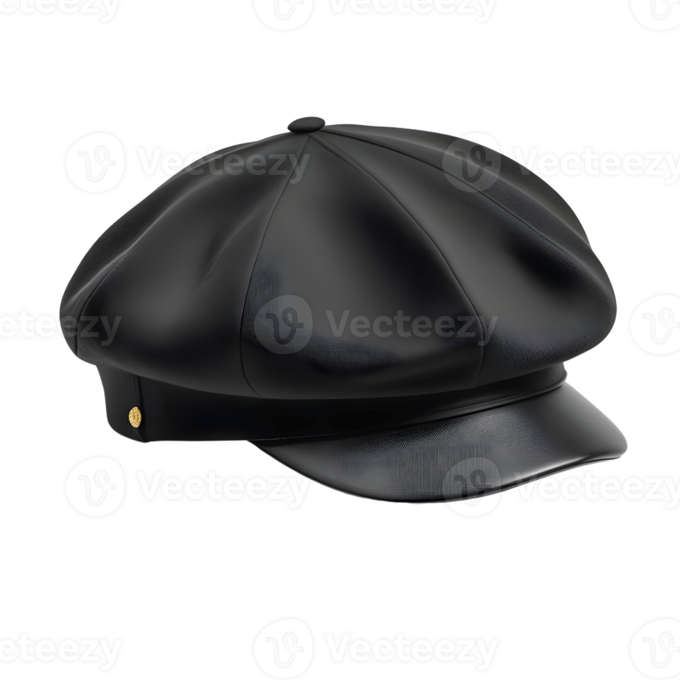 AI generated Black french cap beret side view isolated png