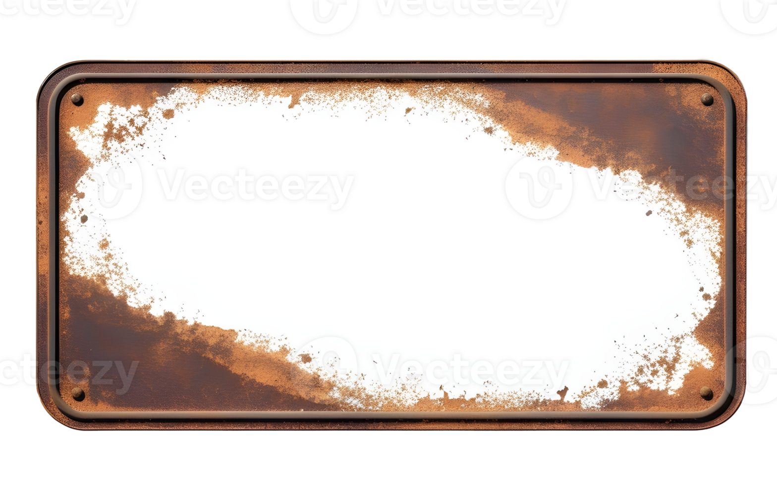 AI generated Old blank rusty metal sign isolated png