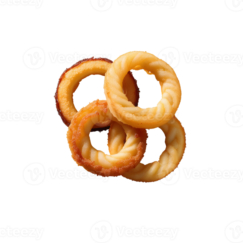 AI generated Onion rings overlapping isolated png