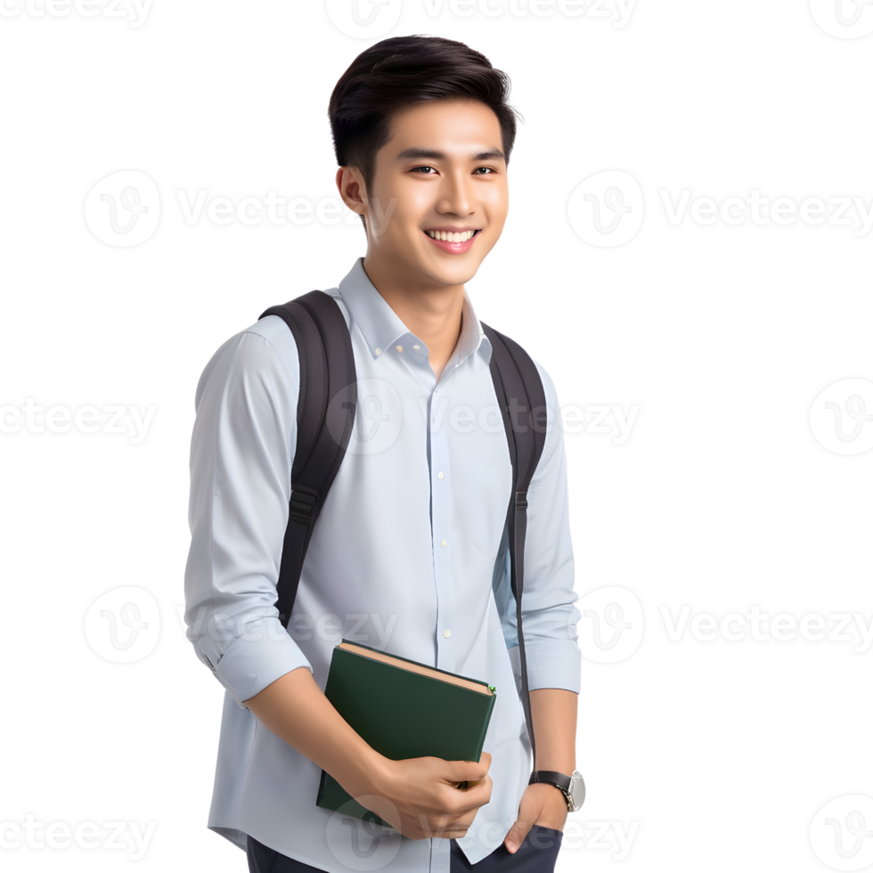 AI generated Asian male student smiling happily png