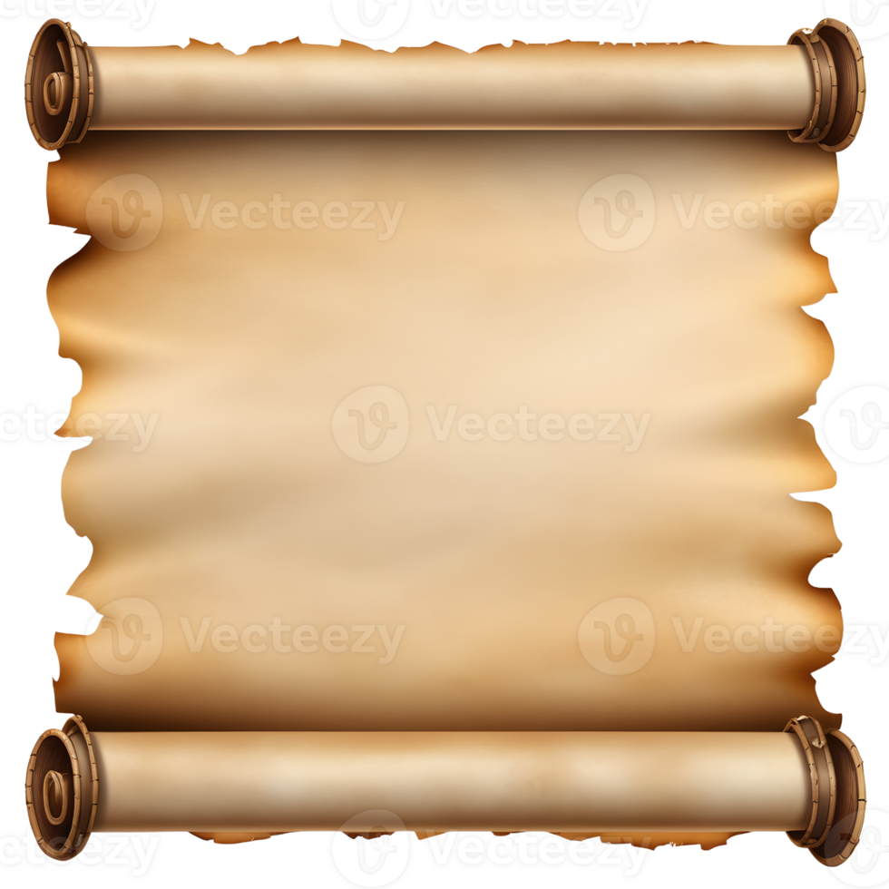 AI generated Old mediaeval paper sheet, parchment scroll isolated png