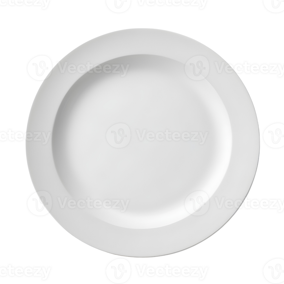 AI generated White empty plate top view isolated png