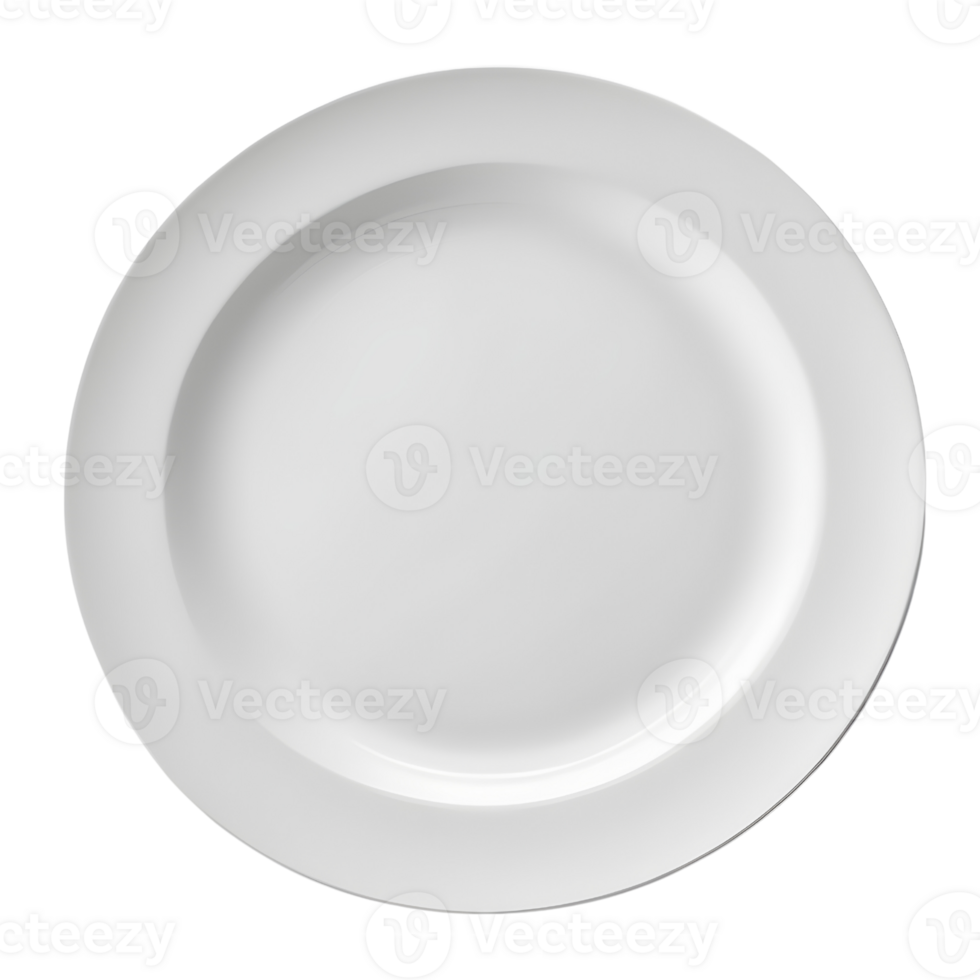 AI generated White empty plate top view isolated png