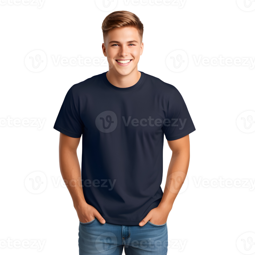 AI generated White American male student smiling happily png