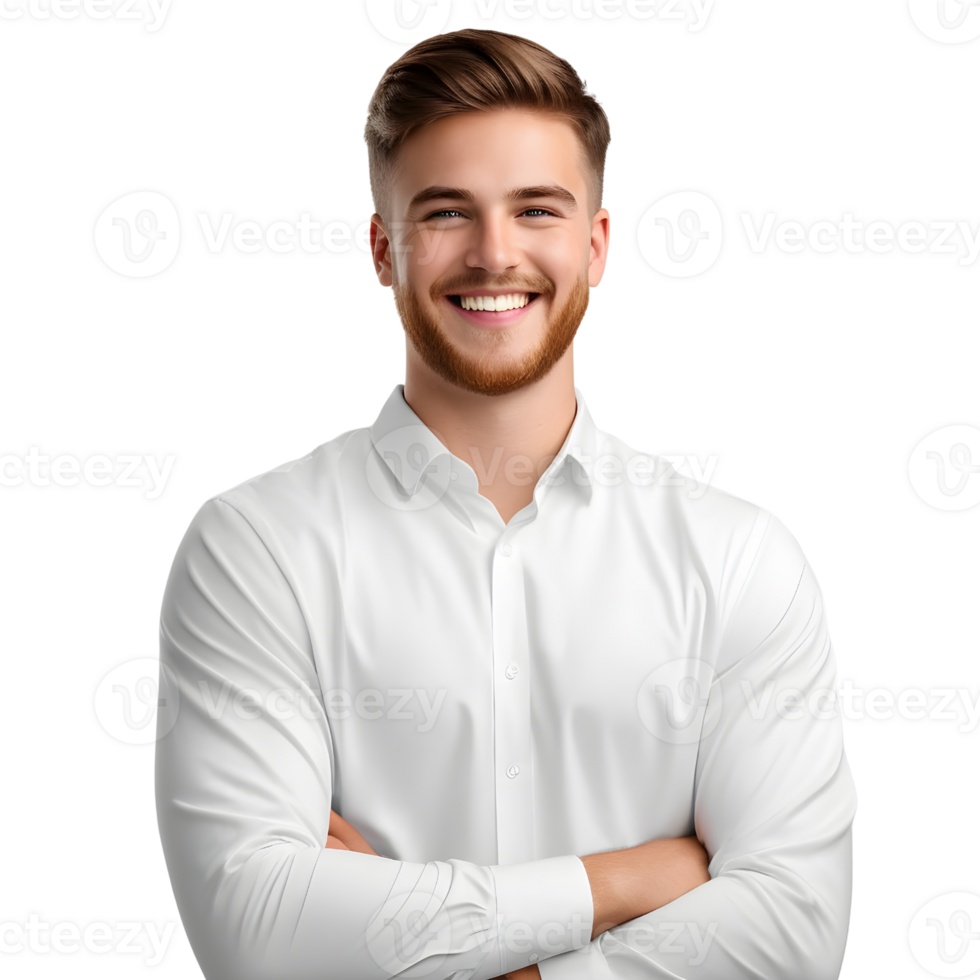 AI generated White American male student smiling happily png