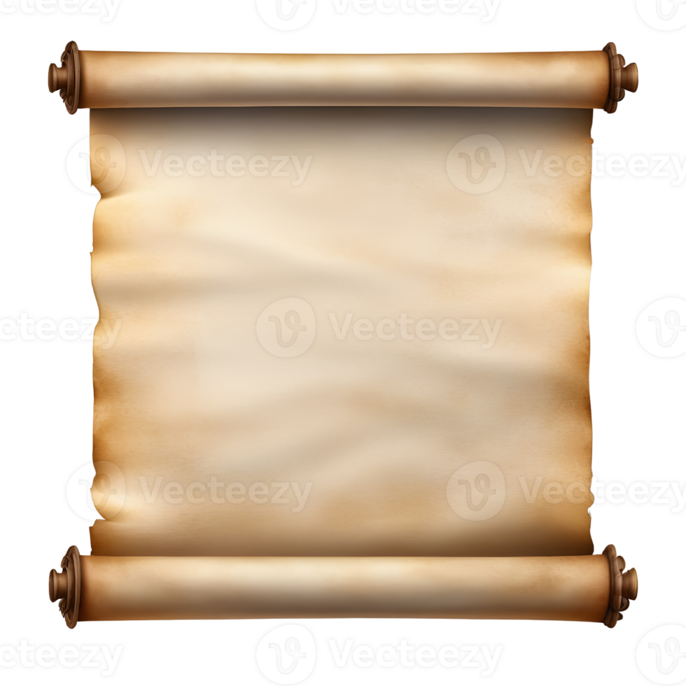 AI generated Old mediaeval paper sheet, parchment scroll isolated png