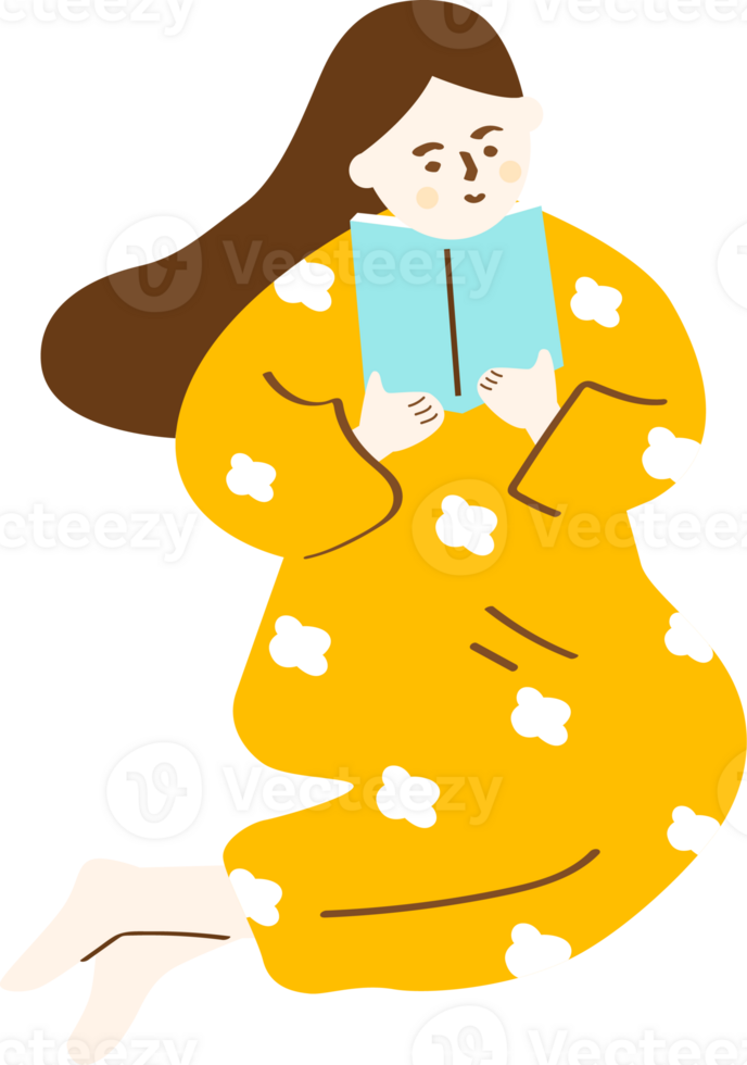 a girl hold a book png