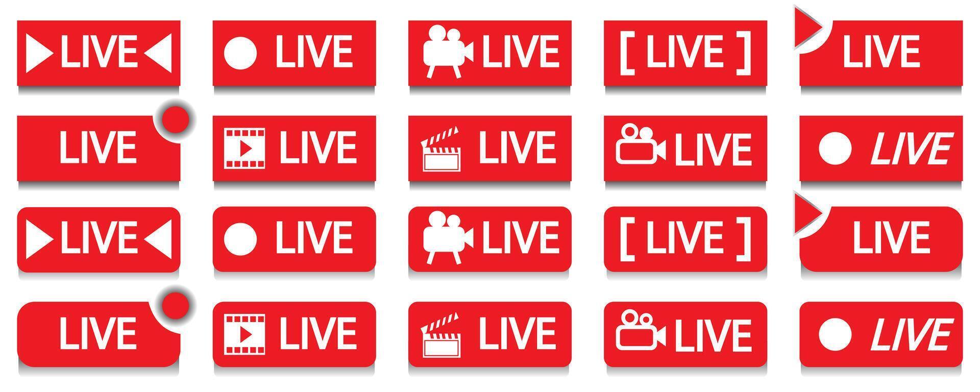 Live Online Video Streaming Icon, Live Icon for thumbnail, Television live channel or Web Streaming icon vector