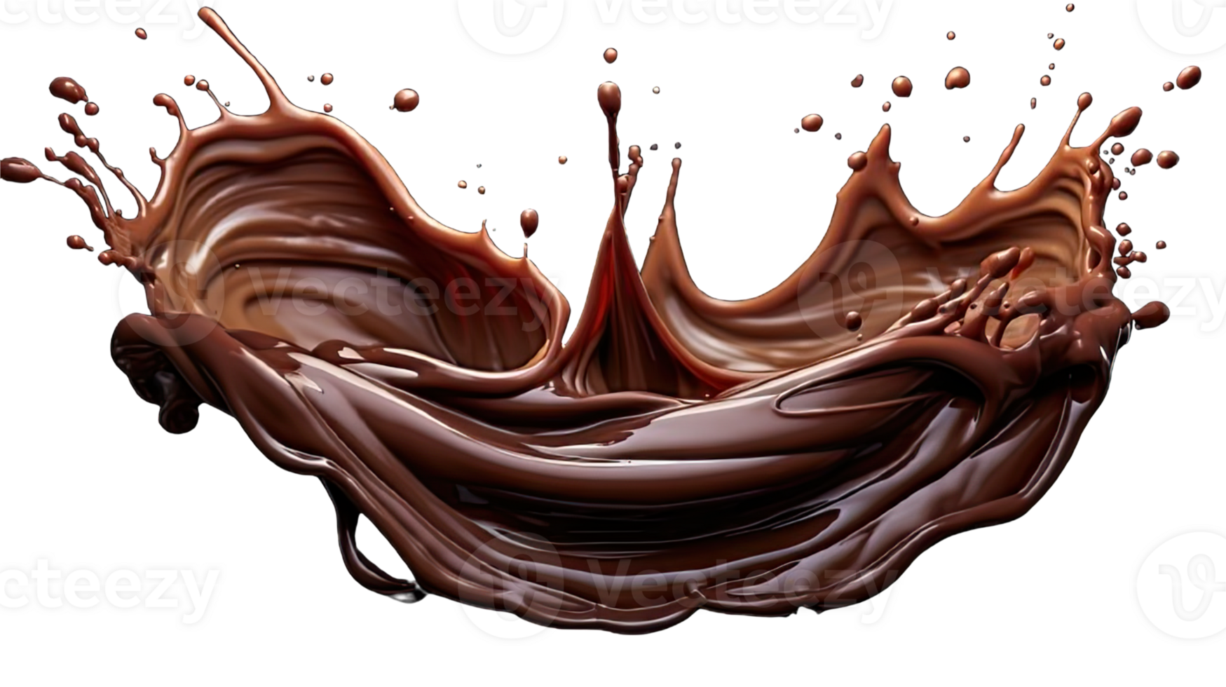 AI generated Collection of PNG. Melted dark chocolate flow isolated on a transparent background. png