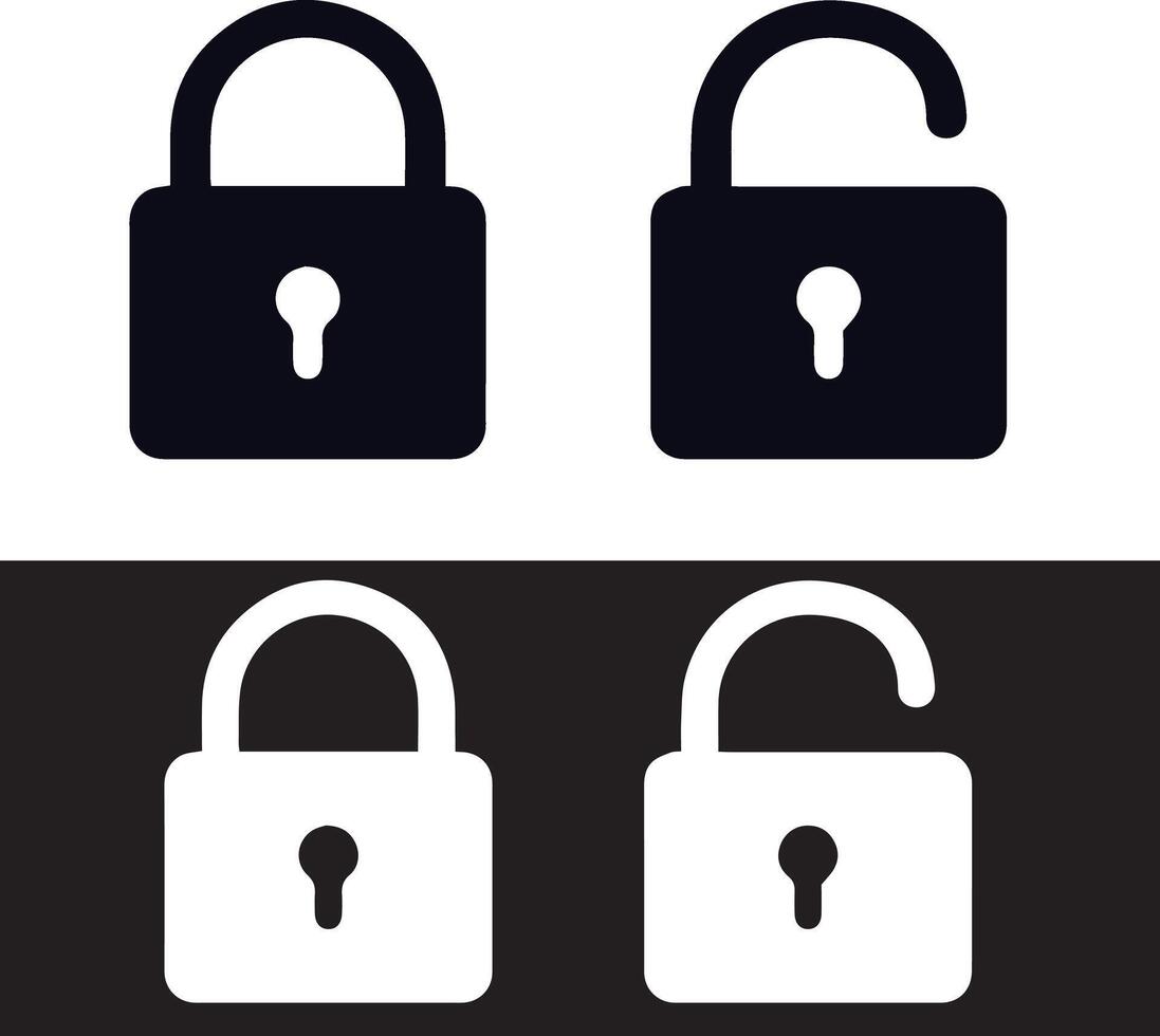 locked and unlocked icons design vector