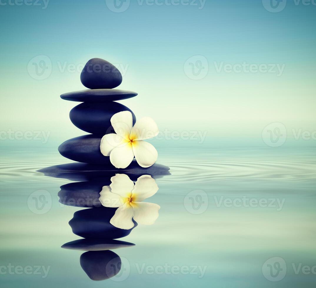 Zen stones with frangipani photo