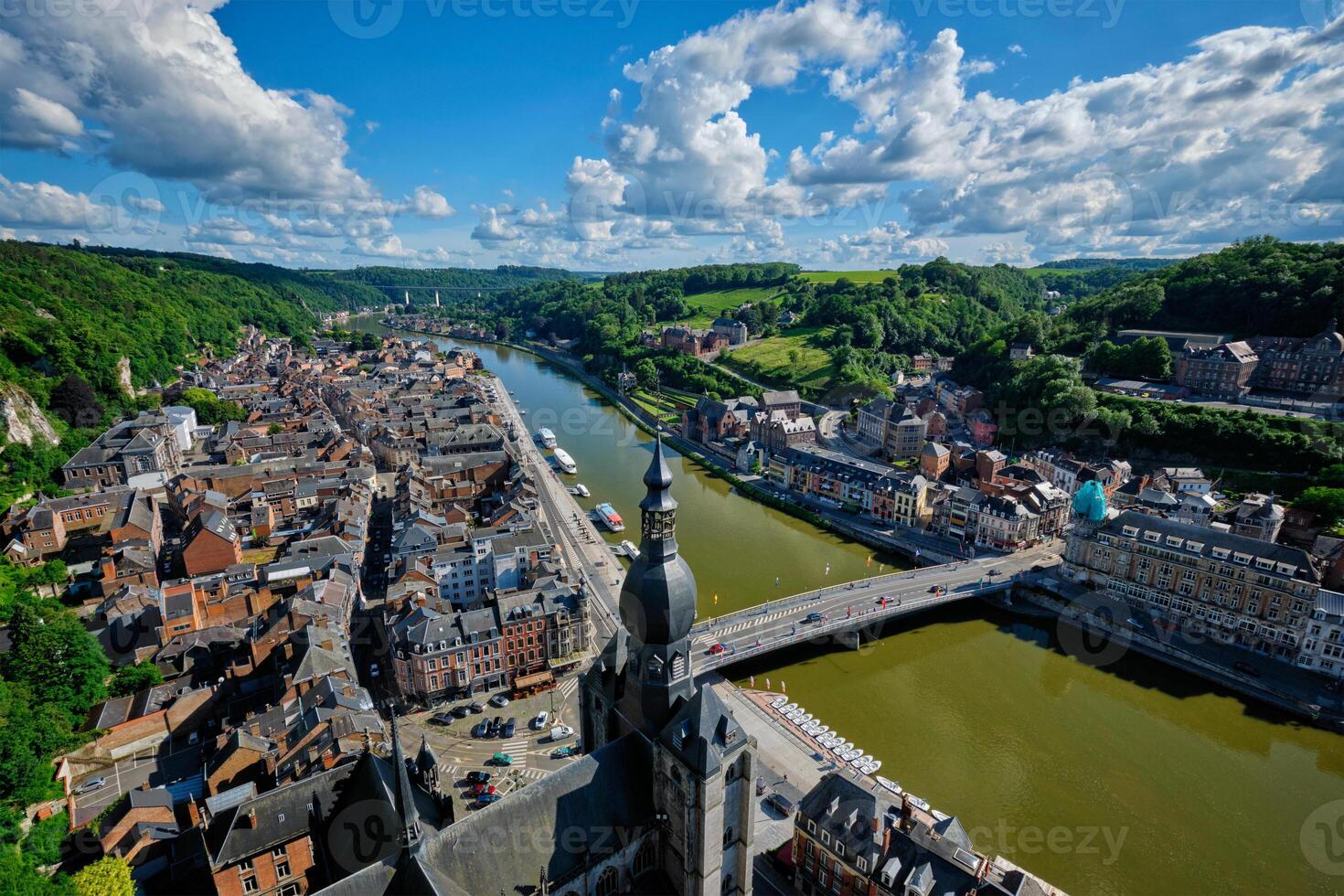 Aerial view of Dinant town, Belgium photo