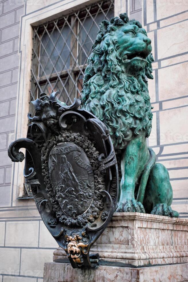 Bavarian lion statue at Munich Residenz palace photo