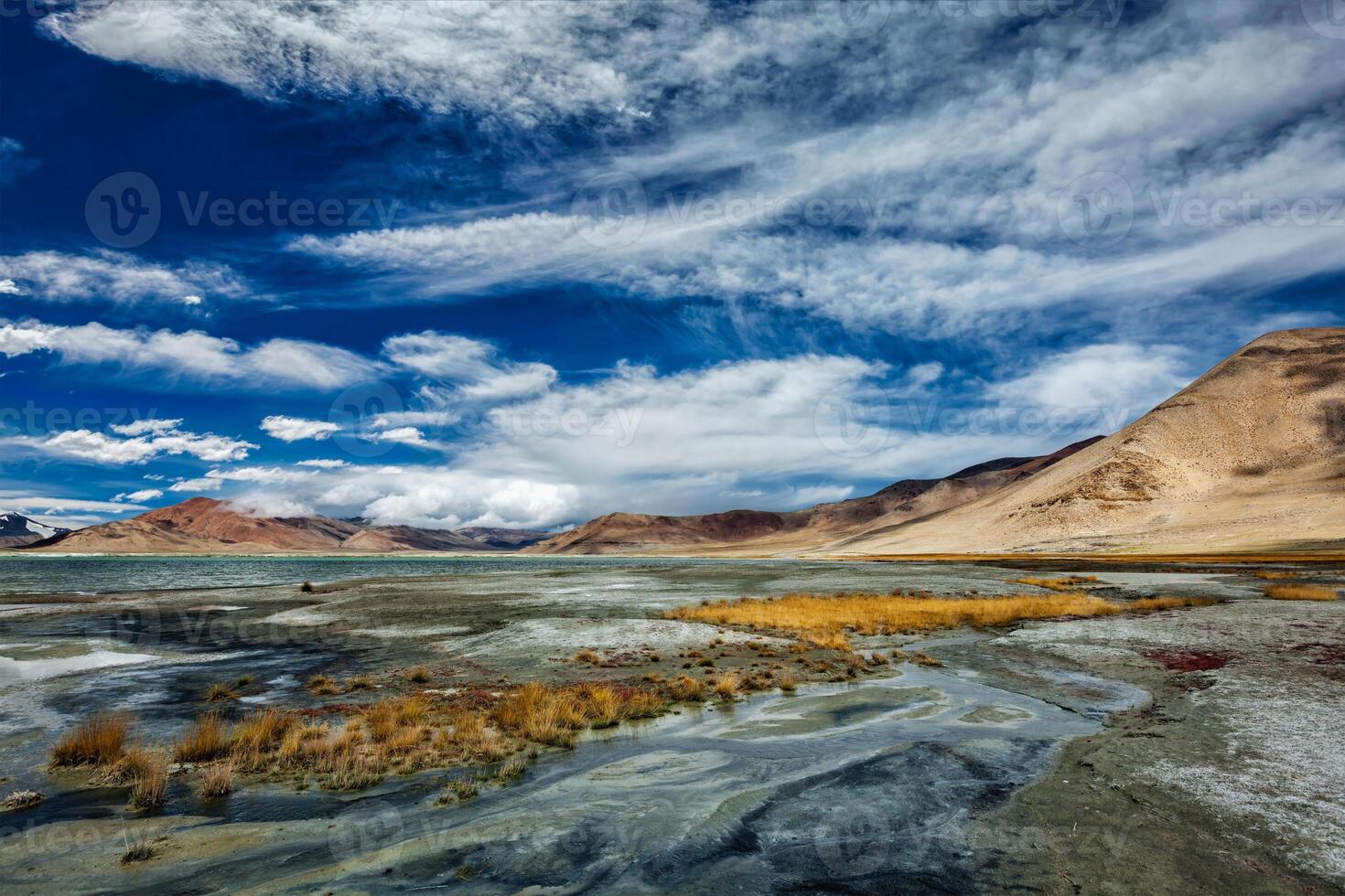 Mountain lake Tso Kar in Himalayas photo