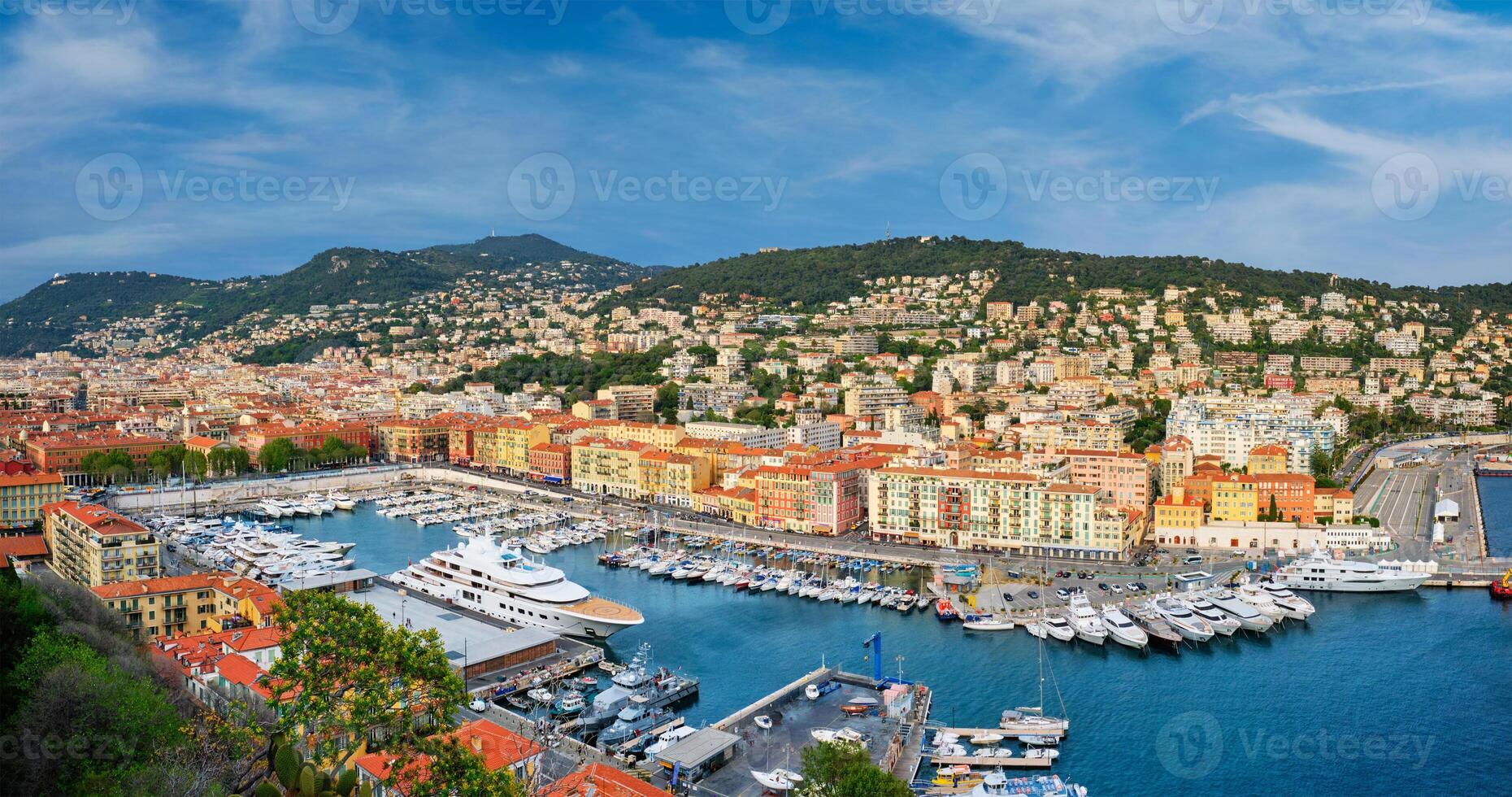 Panorama of Old Port of Nice with yachts, France photo