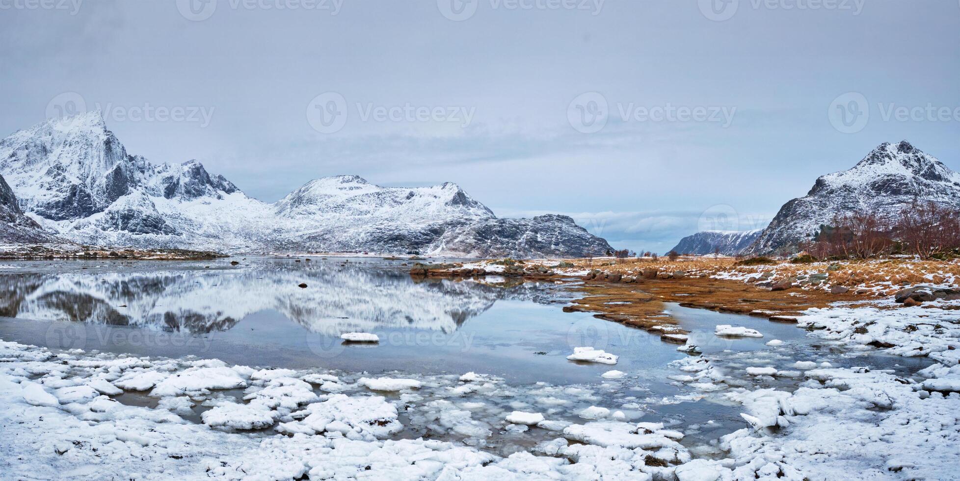 Fjord in winter, Norway photo