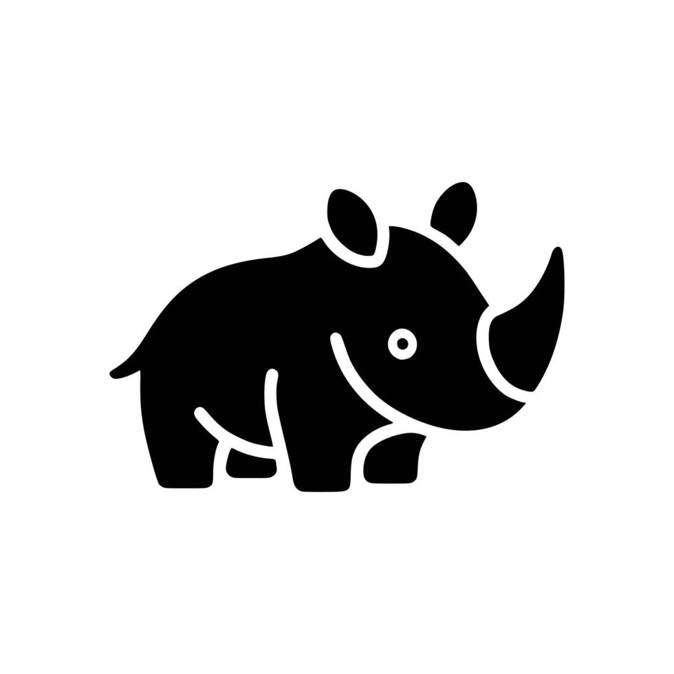 Cute Wildlife Silhouette Rhino Logo Template Signifying Power and Endurance vector