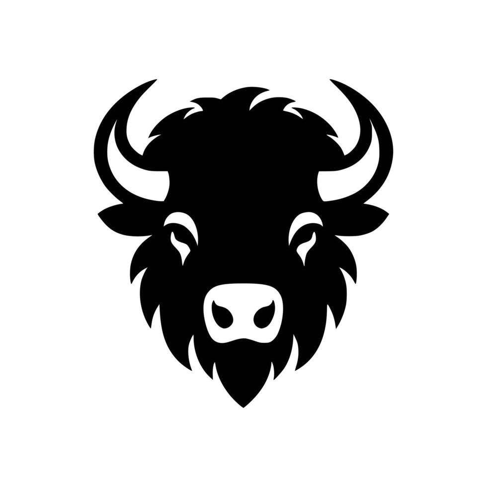 Silhouette of a bison head isolated on a white background vector