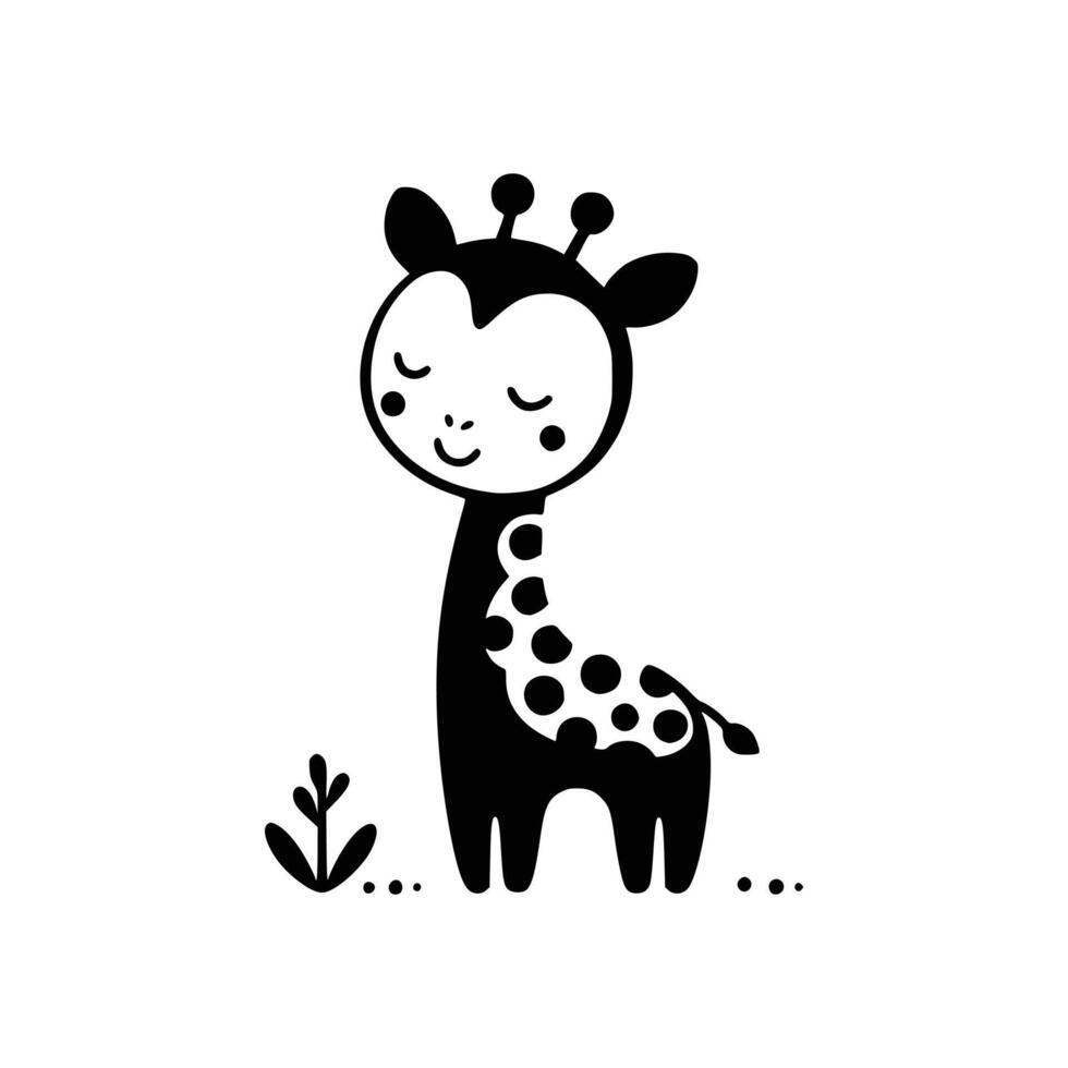 Silhouette of a Cute Giraffe logo icon symbol vector illustration