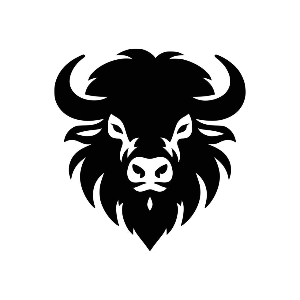 Silhouette of a bison face isolated on a white background vector