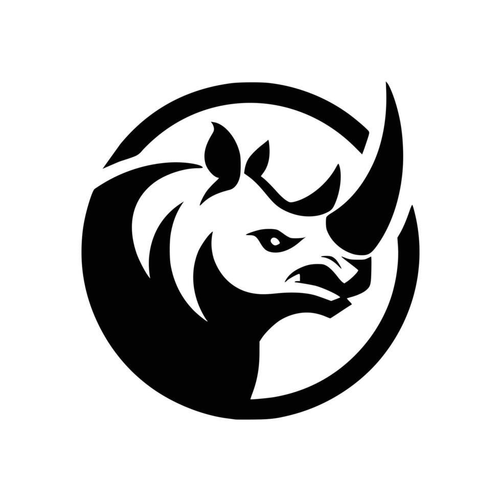 Iconic Wildlife Silhouette Rhino Logo Template Signifying Power and Endurance vector