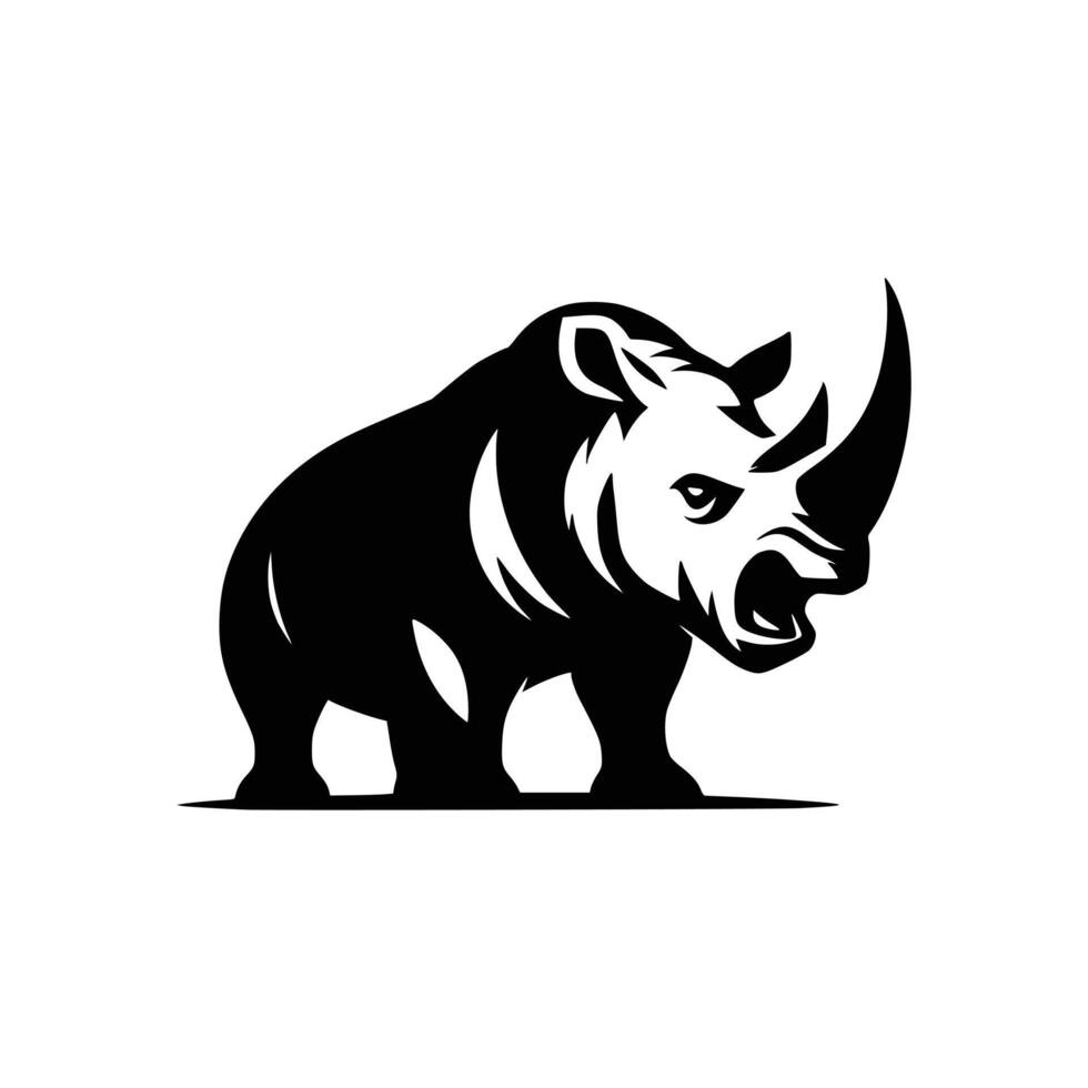 Iconic Wildlife Silhouette Rhino Logo Template Signifying Power and Endurance vector