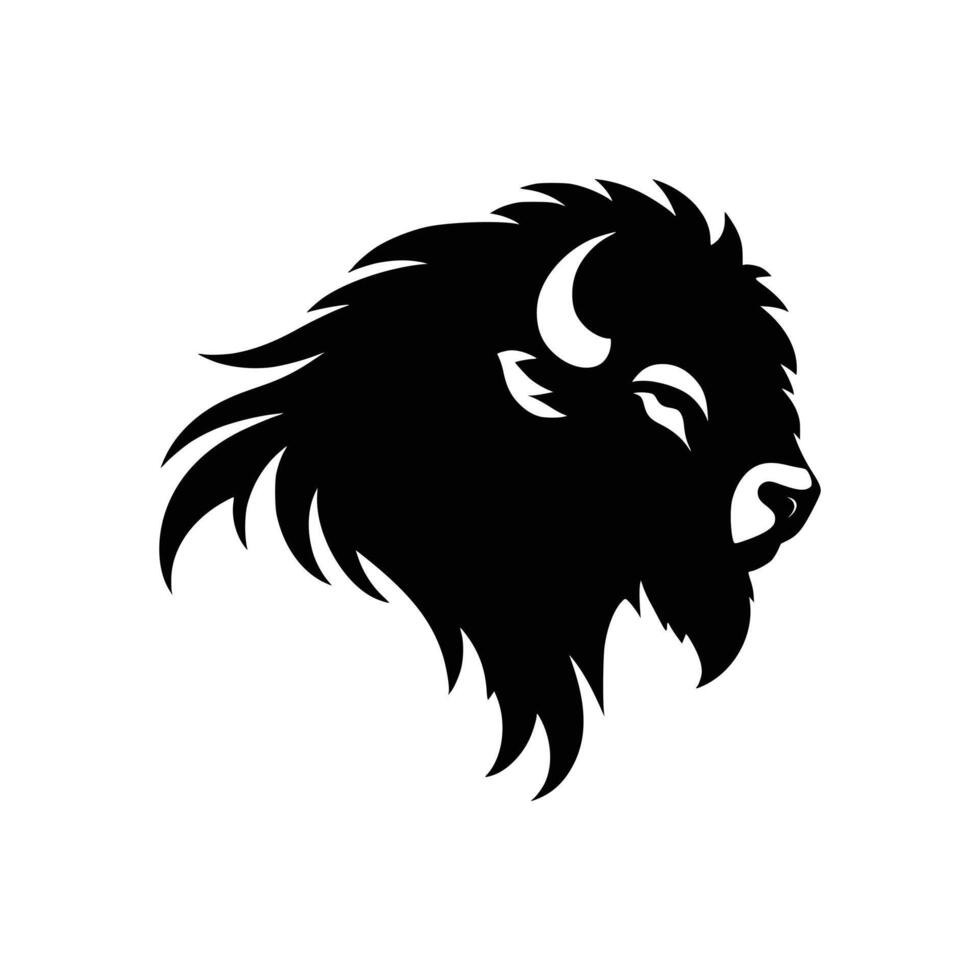 Silhouette of a bison head isolated on a white background vector