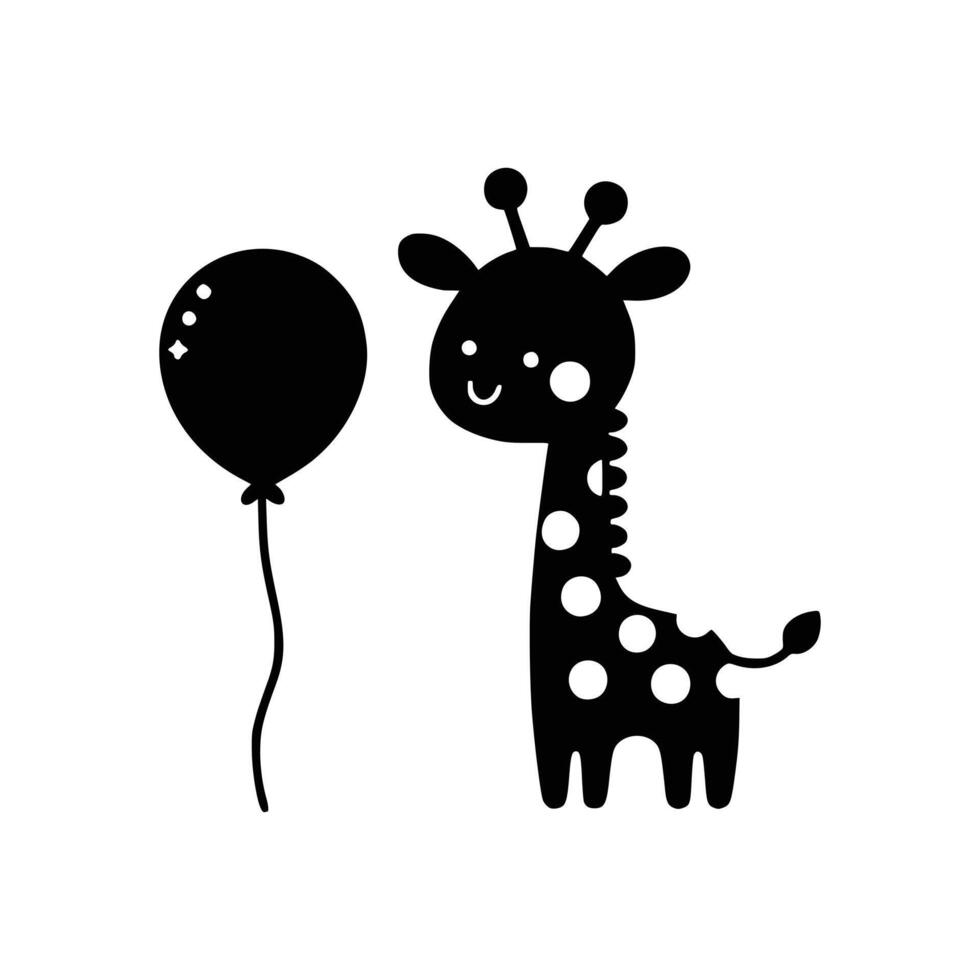 Silhouette of a Cute Giraffe logo icon symbol vector illustration