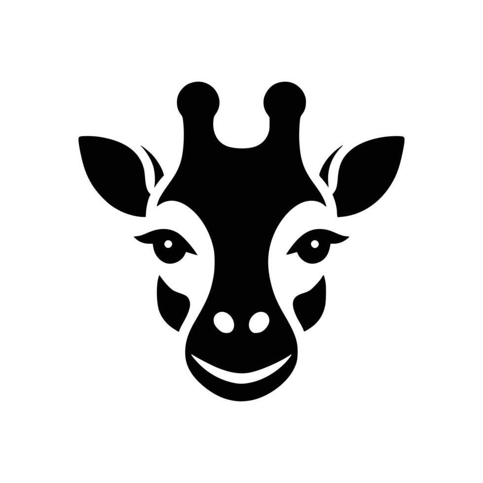 silueta de un jirafa cabeza cara logo icono símbolo vector ilustración